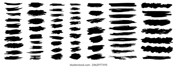 Set of black paint, ink brush strokes. Vector illustration.