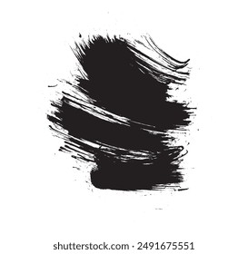 Set of black paint, ink brush strokes isolated on white background. Grunge graphic elements. Dirty texture banners. Ink splatters. Vector illustrations.