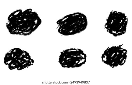 Set of black paint ink brush strokes 