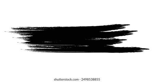  Set of black paint, ink brush strokes. modern
