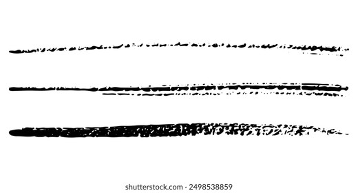  Set of black paint, ink brush strokes. modern