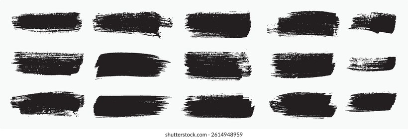 Set of black paint, ink brush strokes, and Black splashes isolated on a white background. Set of black paint, ink brush strokes, brushes. Vector illustration	
