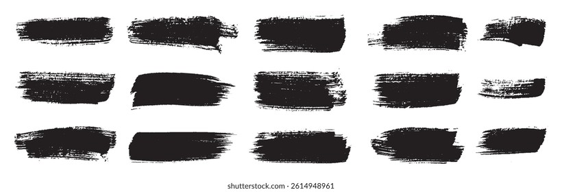 Set of black paint, ink brush strokes, and Black splashes isolated on a white background. Set of black paint, ink brush strokes, brushes. Vector illustration	
