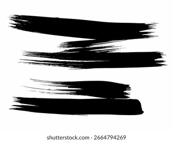 Satz von schwarzer Farbe, Pinselstriche, Pinsel, Linien. Grunge Design-Elemente, Boxen, Rahmen für Text. Vektorgrafik.