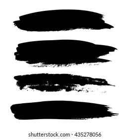 Set of black paint, ink brush strokes. Dirty artistic design elements,