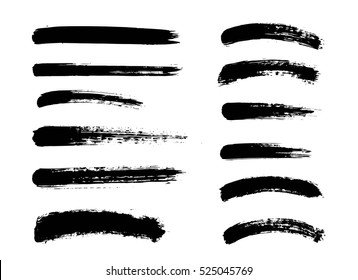 Set of black paint, ink brush strokes, brushes, lines. Dirty artistic design elements - Shutterstock ID 525045769