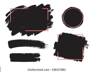 Set black paint  ink brush strokes  brushes  lines  Dirty artistic design elements  boxes  frames for text  