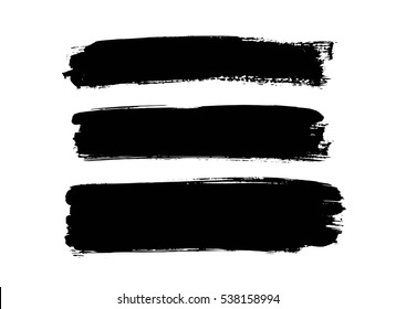 Set of black paint, ink brush strokes, brushes, lines. Dirty artistic design elements, place for text or information.