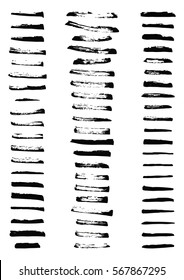 Set of black paint, ink brush strokes. Vector