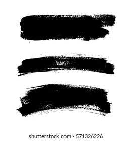Set of black paint, ink brush strokes. Dirty grunge artistic design elements, backgrounds, textures, brushes.