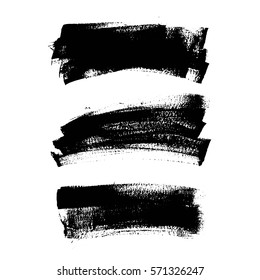 Set of black paint, ink brush strokes. Dirty grunge artistic design elements, backgrounds, textures, brushes.