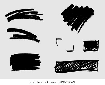 Set of black paint, ink brush strokes, brushes, lines. Dirty artistic design element