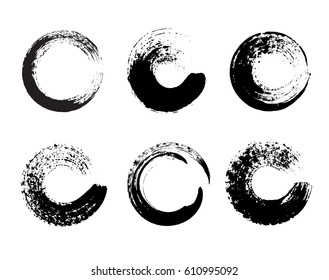 Set of black paint, ink brush strokes, brushes, lines. Dirty artistic design elements, boxes, frames for text.