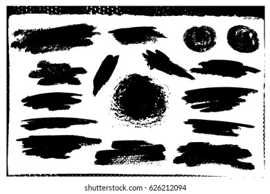 Conjunto de tinta preta, pinceladas de tinta. 