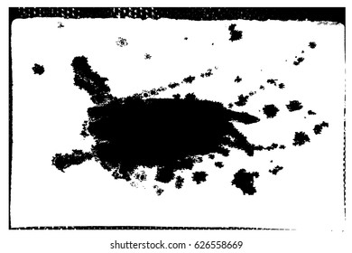 Set of black paint, ink brush strokes