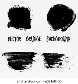 Set of black paint, ink brush strokes, brushes, lines. Dirty artistic design elements, boxes, frames for text.