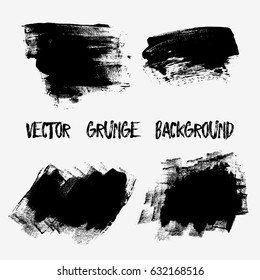 Set of black paint, ink brush strokes, brushes, lines. Dirty artistic design elements, boxes, frames for text.
