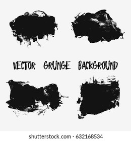 Set of black paint, ink brush strokes, brushes, lines. Dirty artistic design elements, boxes, frames for text.
