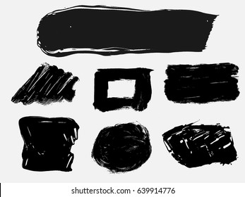 Set of black paint, ink brush strokes, brushes, lines. Dirty artistic design element