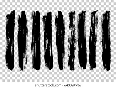 Set of black paint, ink brush strokes, brushes, lines. Dirty artistic design elements