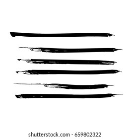 Set of black paint, ink brush strokes, lines. Dirty artistic design elements. Vector eps10