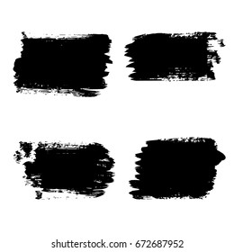 Set of black paint, ink brush grunge backgrounds. Vector Illustration. Dirty artistic design element. White Background.