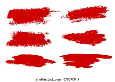 Set of black paint, ink brush strokes