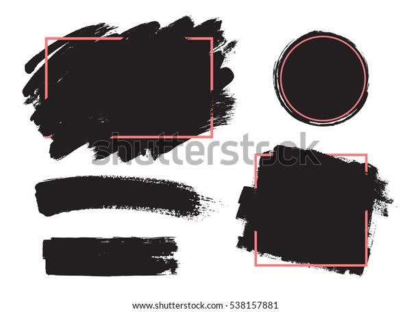 Set of black\
paint, ink brush strokes, brushes, lines. Dirty artistic design\
elements, boxes, frames for text.\

