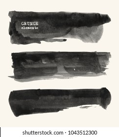Set of black paint, ink, grunge, dirty brush strokes. Vector illustration