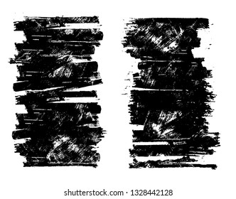 Set of black paint, ink, grunge, dirty brush stroke vector editable.