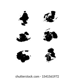 Set of black paint, ink, grunge, dirty brush strokes