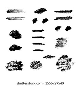Set of black paint, ink, grunge, dirty brush strokes