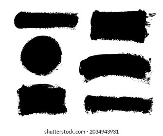 Set of black paint, ink, grunge, dirty brush strokes, dirty  boxes. Hand painted frame, background. Place for text. Texture overlay.