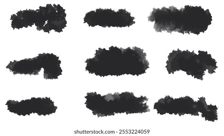 Set of black paint, ink, grunge, dirty brush strokes. vector.