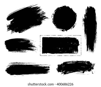 Set of black paint, ink, grunge, dirty brush strokes.  - Shutterstock ID 400686226