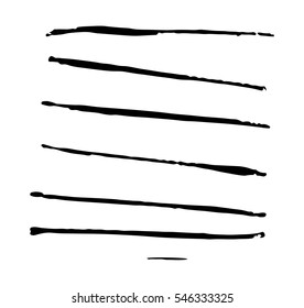 Set of black paint, ink, grunge, dirty brush strokes