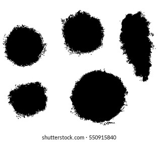 Set of black paint, ink, grunge, dirty brush strokes