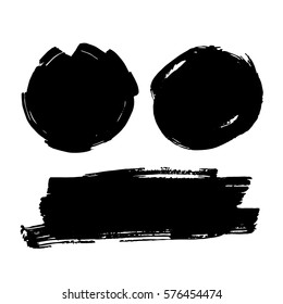 Set of black paint, ink, grunge, dirty brush strokes. vector illustration