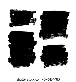 Set of black paint, ink, grunge, dirty brush strokes. vector illustration