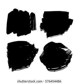 Set of black paint, ink, grunge, dirty brush strokes. vector illustration