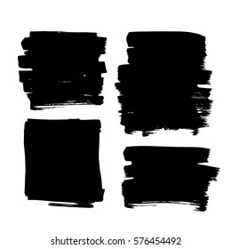 Conjunto de pinturas negras, tinta, grunge, pinceladas sucias. ilustración vectorial