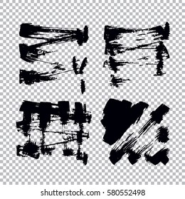 Set of black paint, ink, grunge, dirty brush strokes. vector illustration