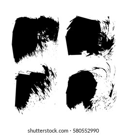 Set of black paint, ink, grunge, dirty brush strokes. vector illustration