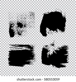 Set of black paint, ink, grunge, dirty brush strokes. vector illustration