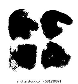 Set of black paint, ink, grunge, dirty brush strokes. vector illustration