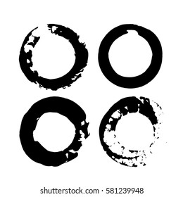 Set of black paint, ink, grunge, dirty brush strokes. vector illustration