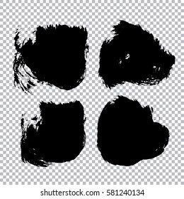 Set of black paint, ink, grunge, dirty brush strokes. vector illustration