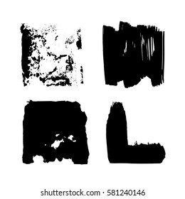 Set of black paint, ink, grunge, dirty brush strokes. vector illustration