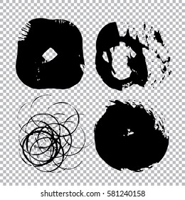 Set of black paint, ink, grunge, dirty brush strokes. vector illustration