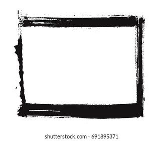 Set of black paint, ink, grunge, dirty brush strokes.